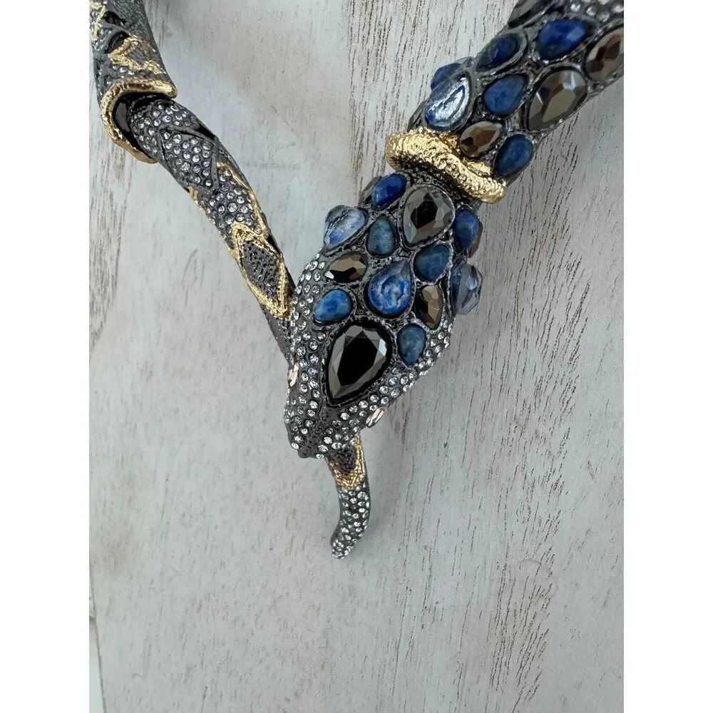 Designer Alexis Bittar Jardin de Papillon Snake Necklace Crystal - Picture 5 of 7